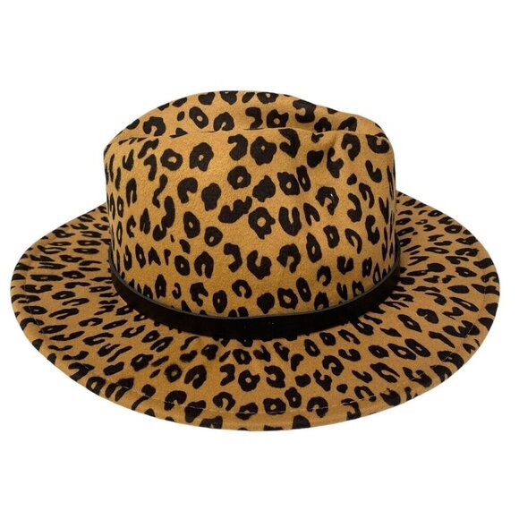 Womens Western Hat Leopard Print Felt One Size Adjustable Cowboy Casual Tan Brow - Picture 9 of 12